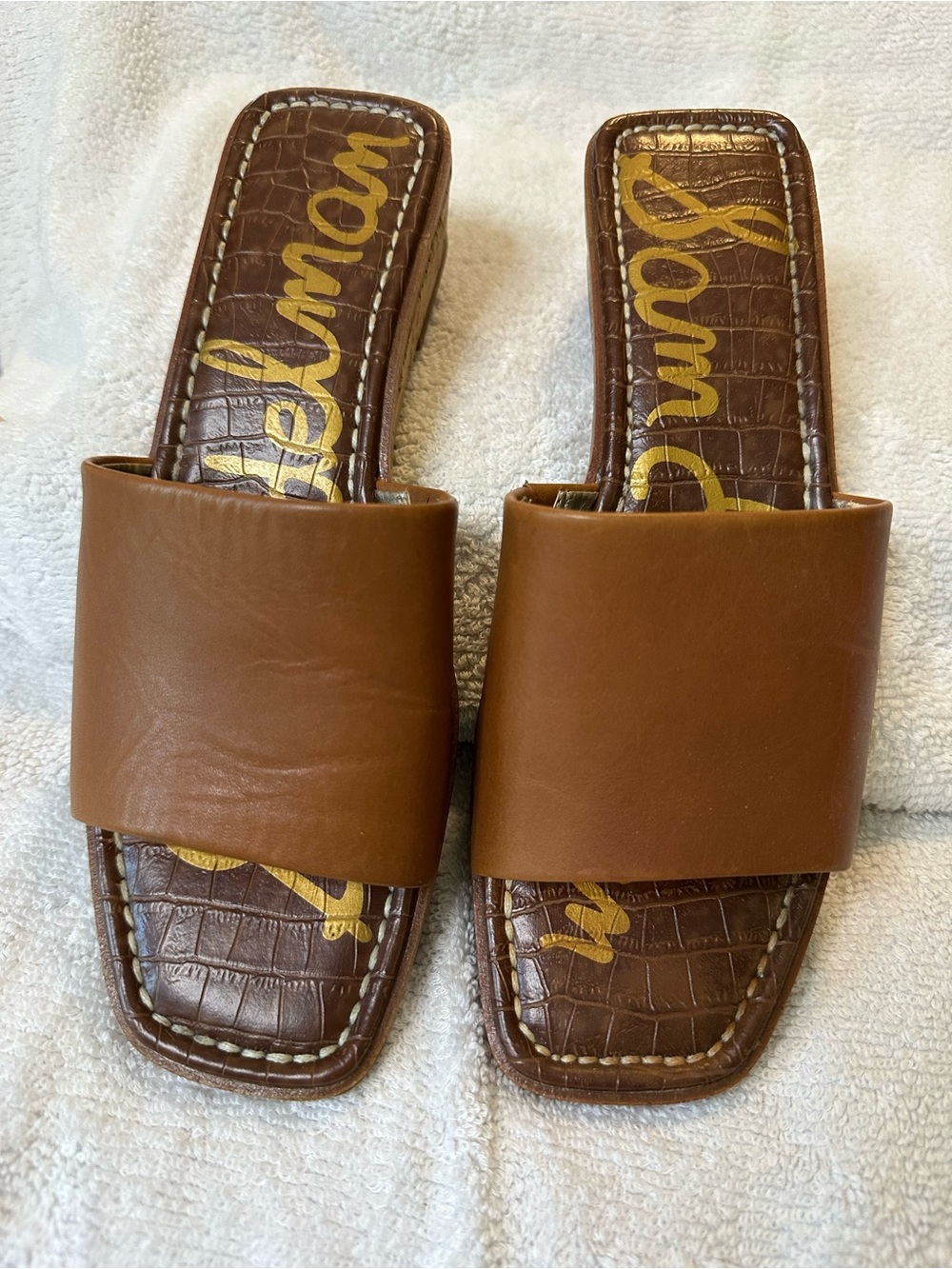 Sam Edelman Brown Leather Slide Sandals - Picture 3 of 6